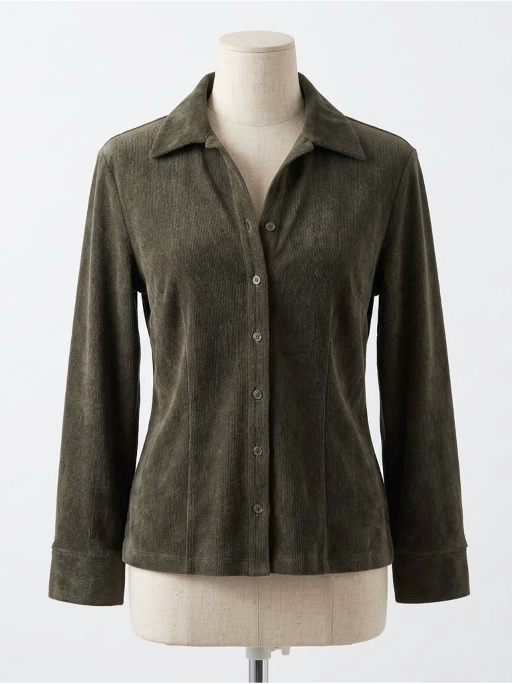Vintage Button Up Blouse Y2K 90s Green Medium